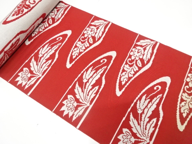 JAPANESE KIMONO / ANTIQUE BOLT FOR HASSUN OBI / WOVEN FLORAL SARASA
